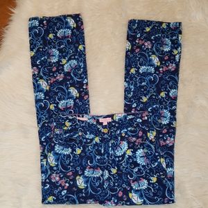 Lilly Pulitzer blue floral corduroy pants